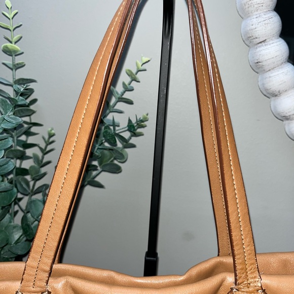 Coach Tan Leather Tote with Gold Accents - Picture 6 of 10